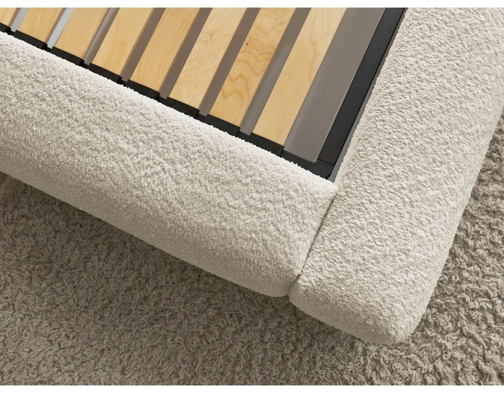 Бежово двойно легло 180x200 cm тапицирано с място за съхранение с включена подматрачна рамка Orlane – Bobochic Paris