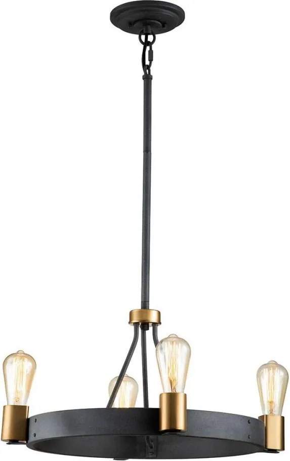 Quintiesse QN-SILAS-4P-DZ - Полилей на тръба SILAS 4xE27/60W/230V черно/златно