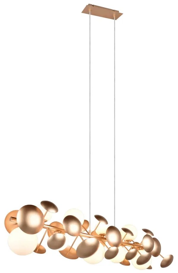 Висяща лампа със стъклен абажур в златисто-бяло Bubble - Trio Select