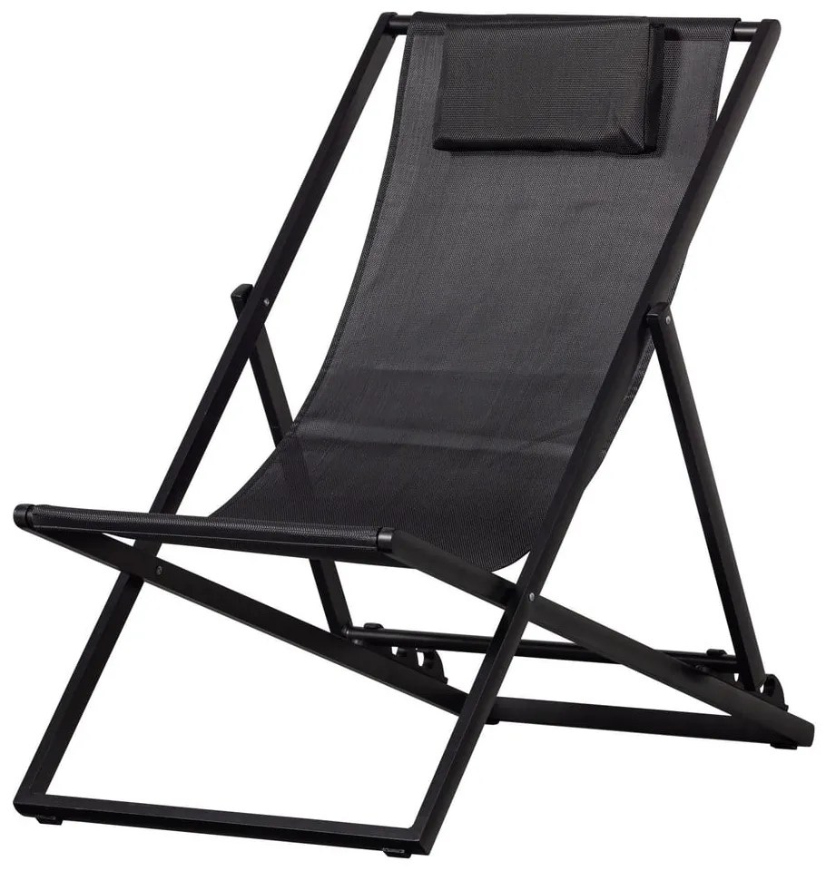 Черен метален сгъваем градински шезлонг Esper – Exotan