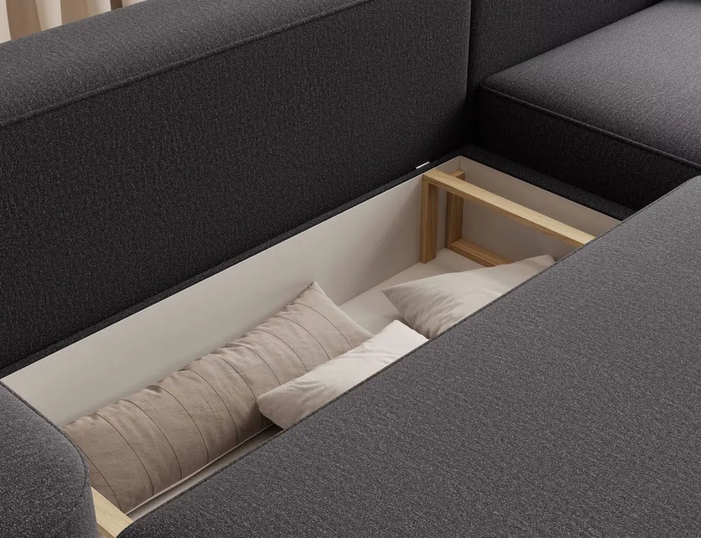 Ъглов диван Luxora-Черно-вдясно