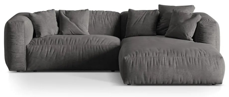 Сив кадифен модулен ъглов диван (десен ъгъл) Martina – Micadoni