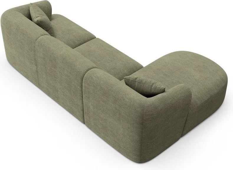 Зелен ъглов диван от рипсено кадифе (ляв ъгъл) Campi – Cosmopolitan Design