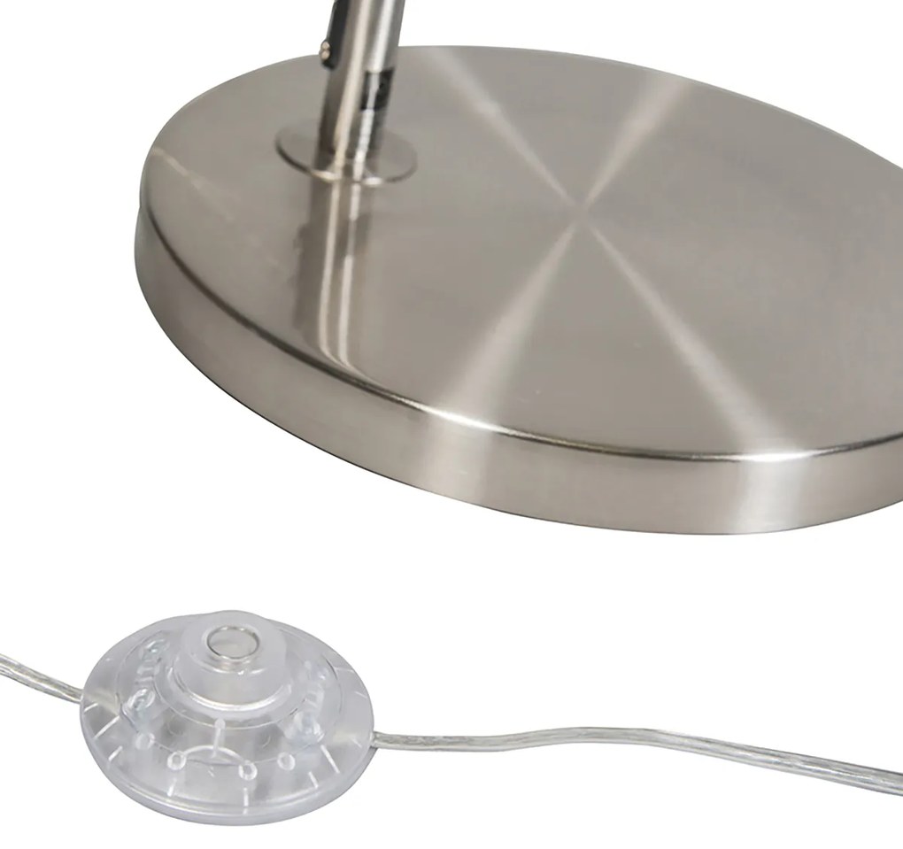 Интелигентна аркова лампа стомана с бяла текстилна абажур с Wi-Fi A60 - Arc Basic