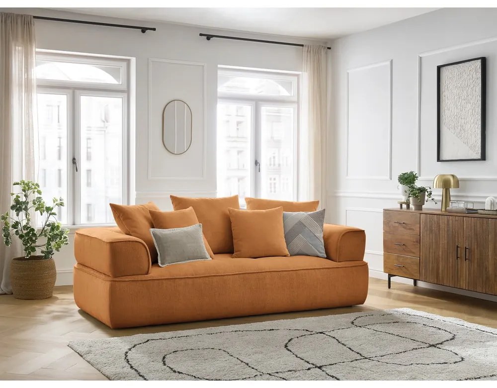 Шенилов диван в цвят горчица 237 cm Whesley – Bobochic Paris