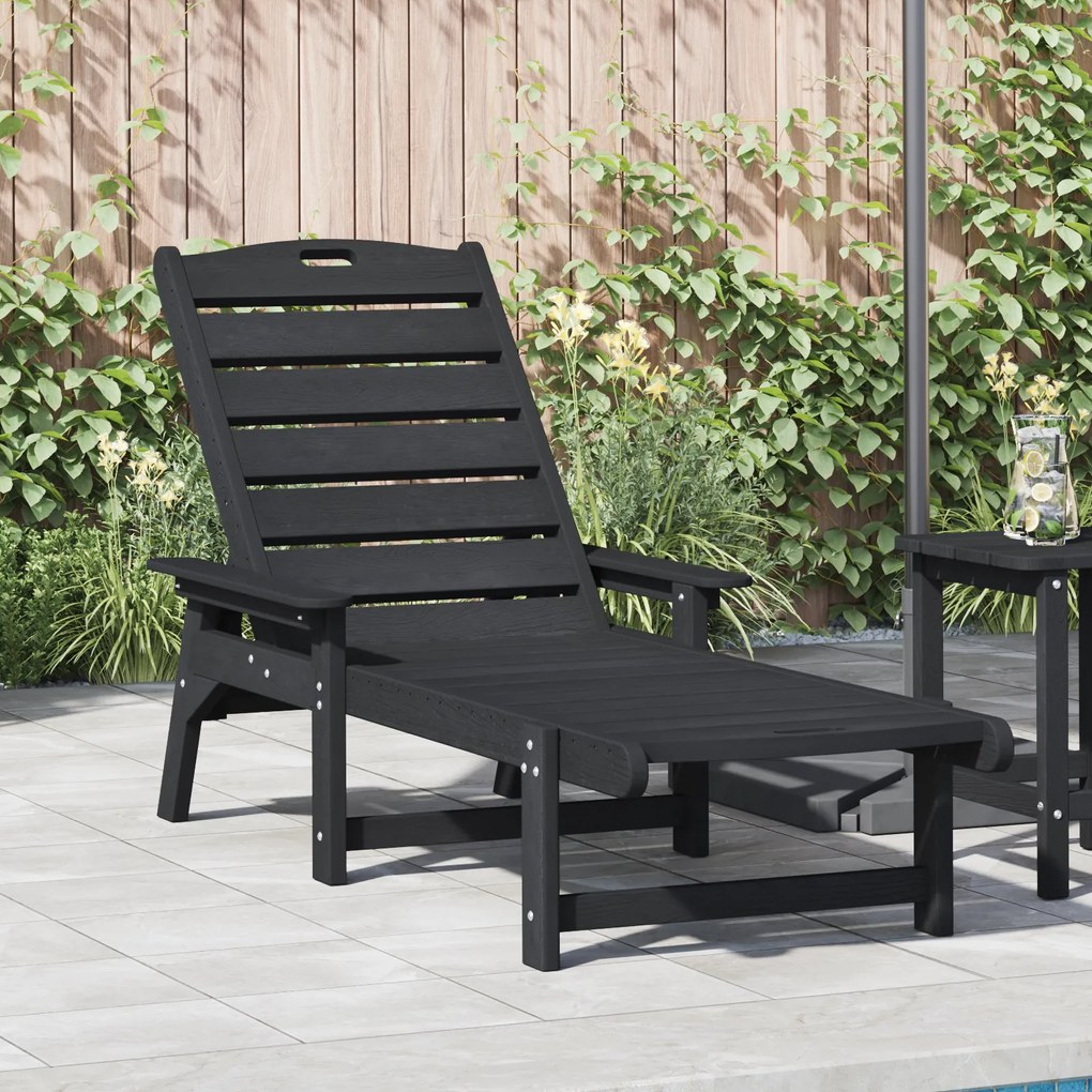 Sonata H Слънчев шезлонг Черен 53x162x98.5 см HDPE