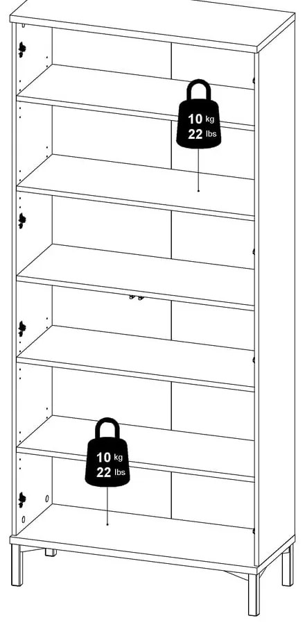 Витрина от дъбов декор в бял и естествен цвят 89x203x36 cm Roomers – Tvilum