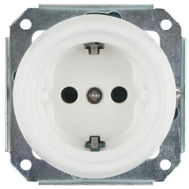 Bohemia-Design- Порцеланова ретро стенна розетка без рамка SCHUKO 250V/16A бяла