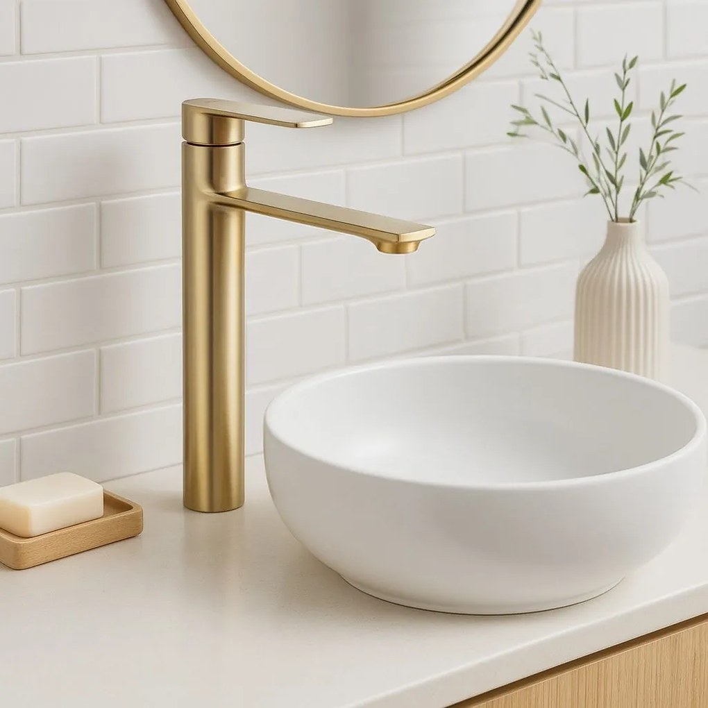 Смесител за мивка REA Storm GOLD BRUSH High