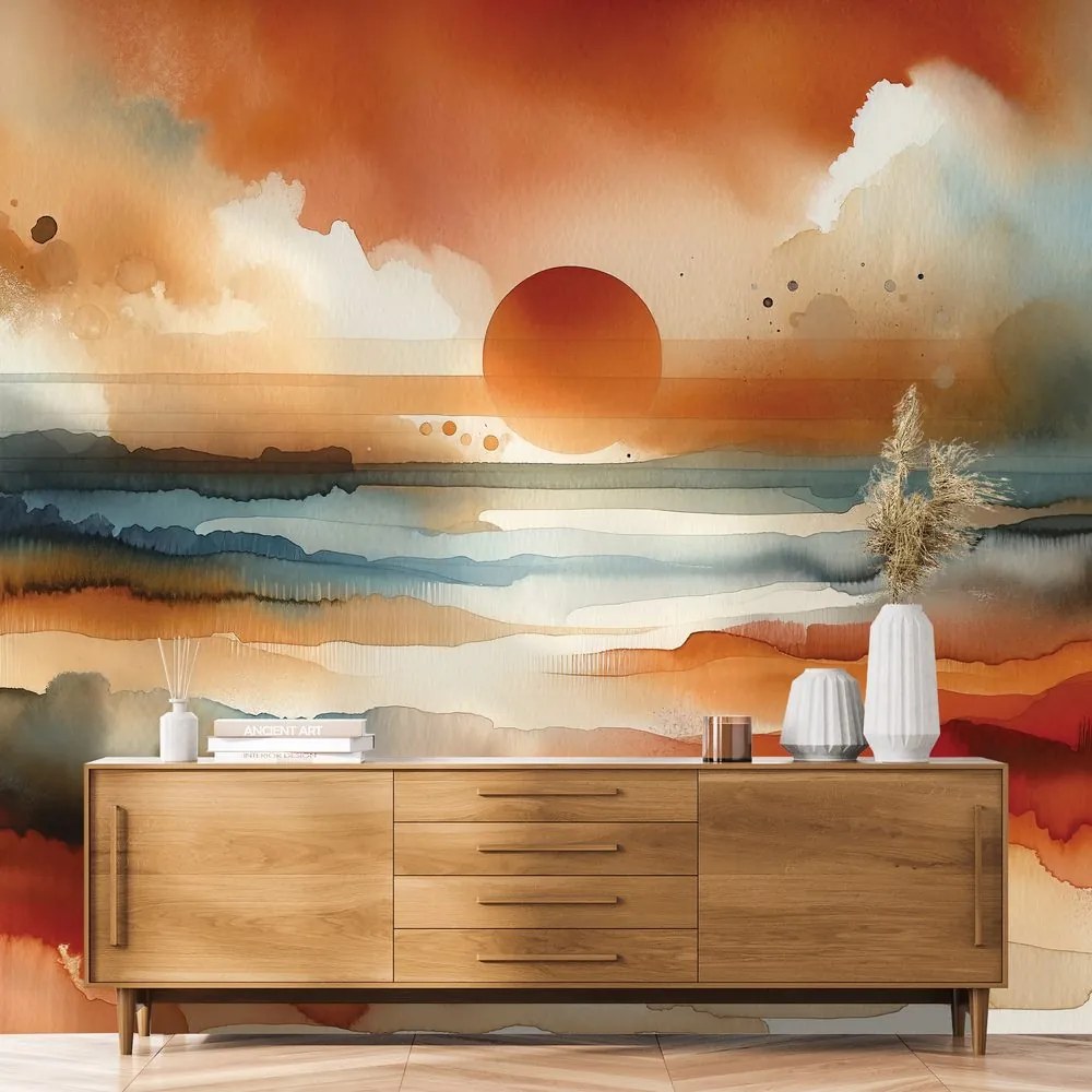 Самозалепващ тапет – Абстрактен акварелен залез