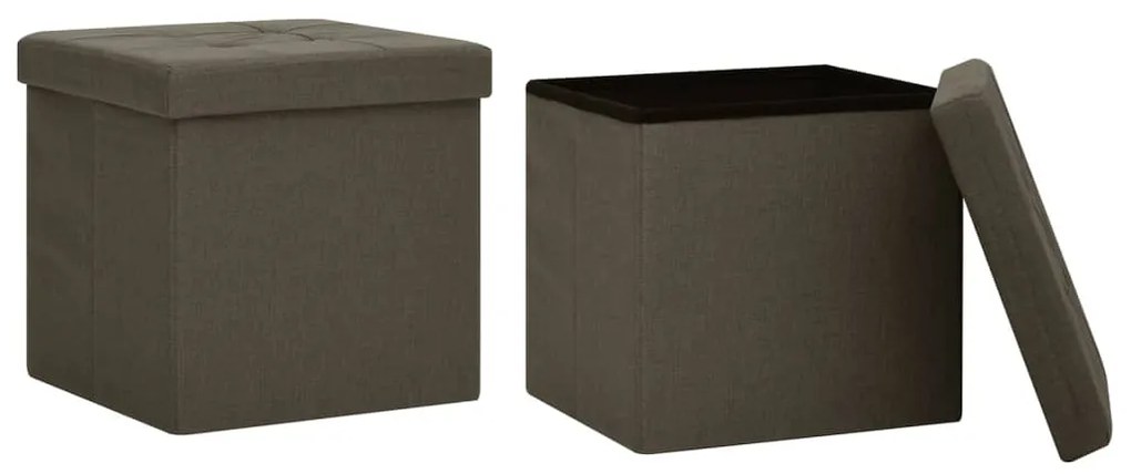 338775 vidaXL Сгъваеми табуретки за съхранение 2 бр тъмнокафеви изкуствен лен