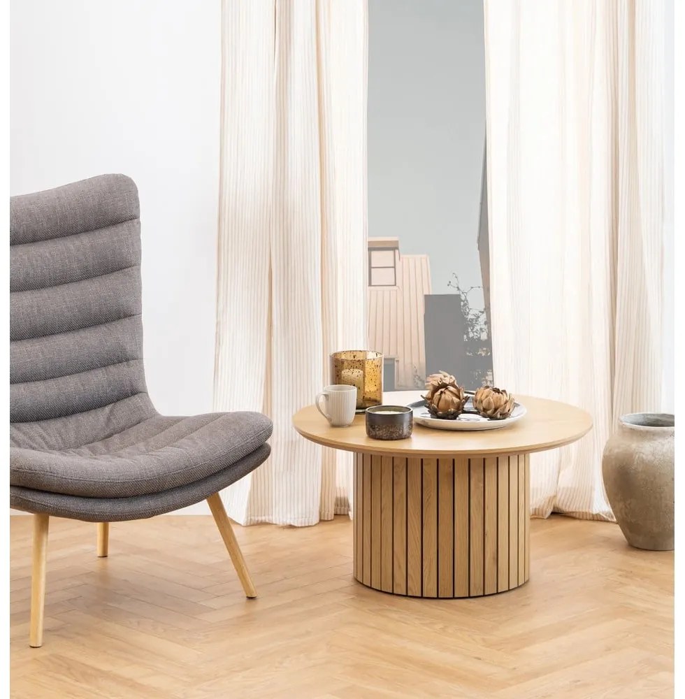 Кръгла маса за кафе с дъбов плот ø 80 cm Yale - Actona