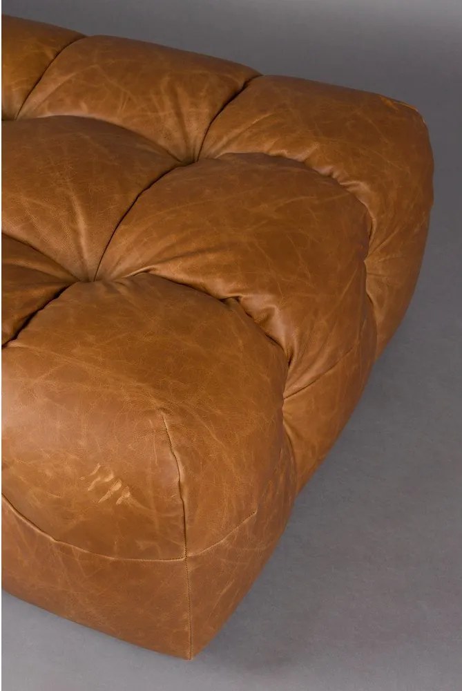 Кожена модулна табуретка в цвят кафяв коняк Hackman – Dutchbone