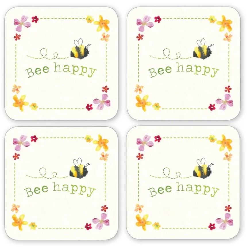 Комплект от 4 коркови подложки Цветя Bee Happy - Cooksmart ®