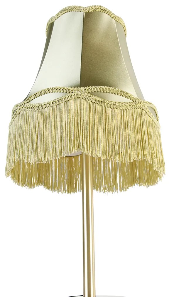 Класическа настолна лампа месинг с абажур Granny зелен 30 см - Simplo