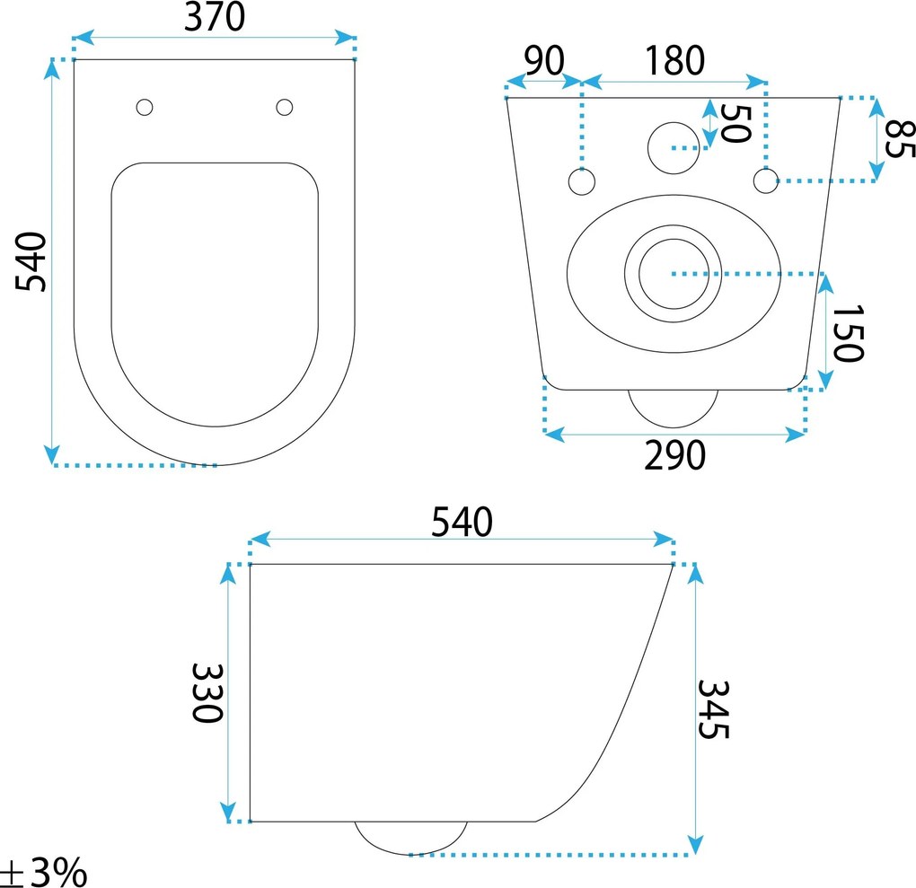 Комплект: Стенна тоалетна чиния + Мивка за плот Rea Duo White