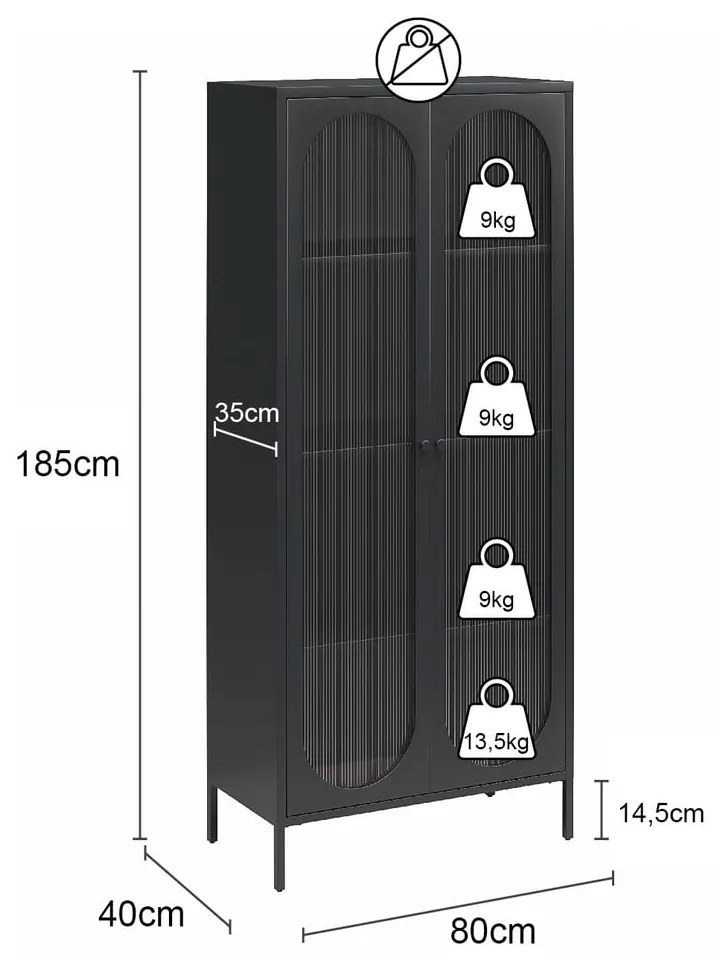 Светлосиня метална витрина 80x186x40 cm Luna – Støraa