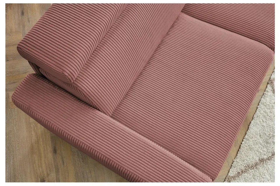 Розов разтегателен ъглов диван от рипсено кадифе (променлив) Monaco – Bobochic Paris