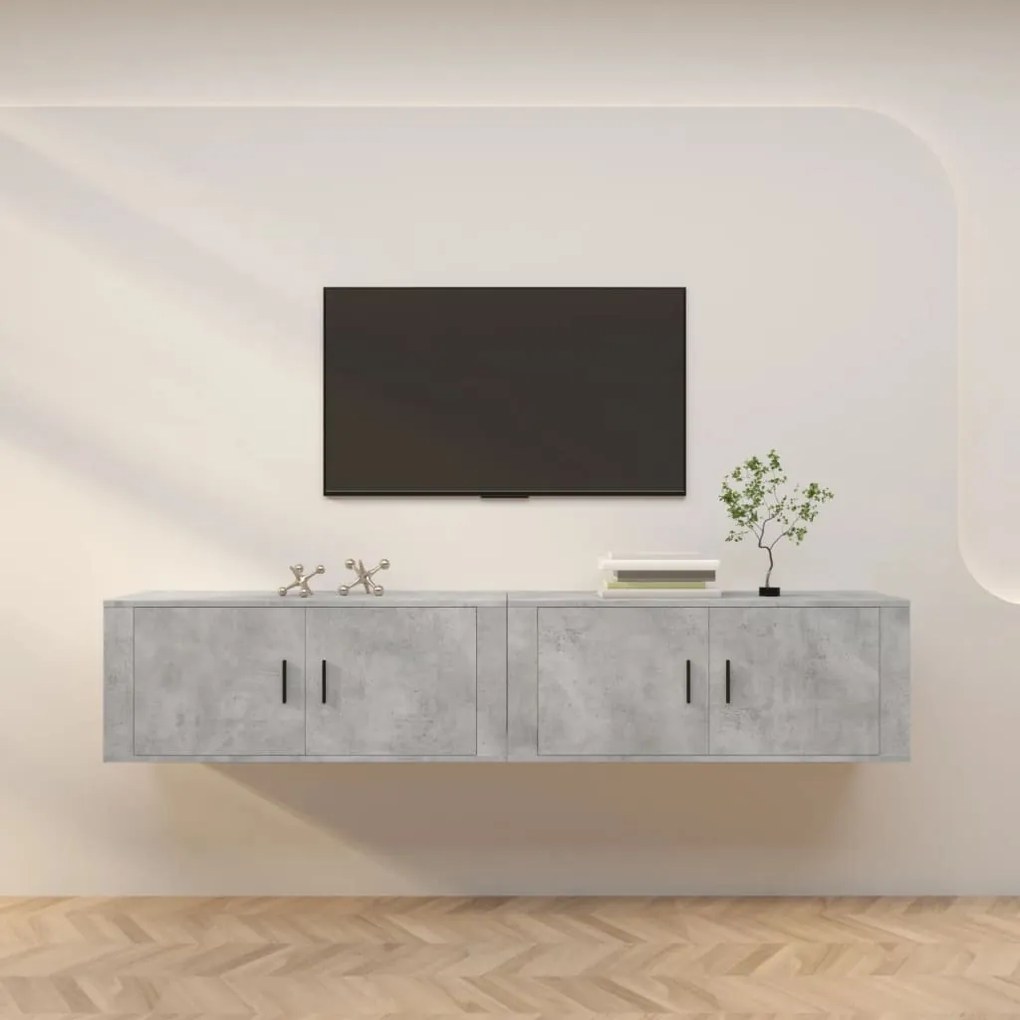 3188370 vidaXL ТВ шкафове за стенен монтаж, 2 бр, бетонно сиви, 100x34,5x40 см