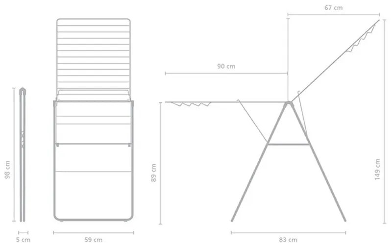 Сушилник за дрехи Brabantia Hangon 1004168, 25 м, 8 закачалки, Регулируем, Заключване за деца, Черен