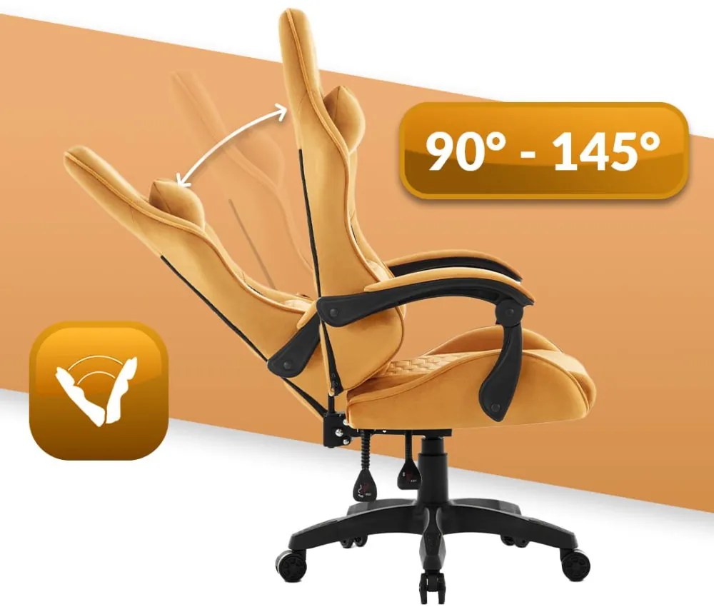 Геймърски стол HC-1000 MUSTARD - кадифена тъкан