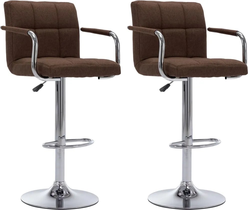 283422 vidaXL Бар столове, 2 бр, кафяви, текстил