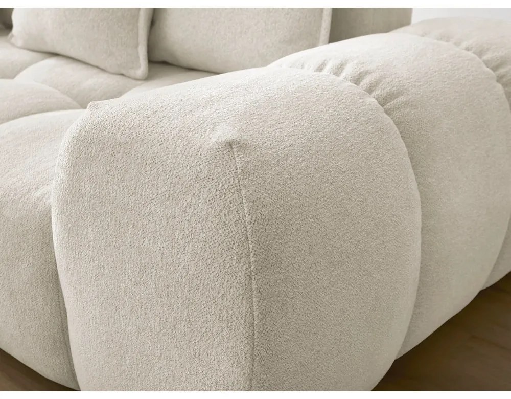 Бял шенилов сгъваем/с място за съхранение ъглов диван (ляв ъгъл/L форма) Everest – Bobochic Paris