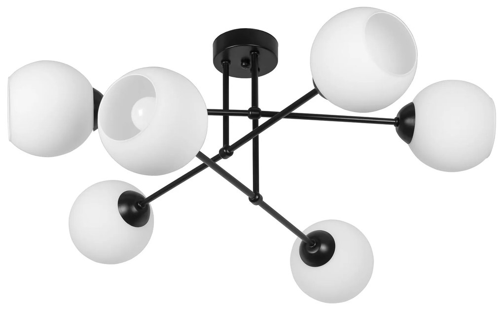 Плафон КОМПАС G, черен/бял, 6xE27