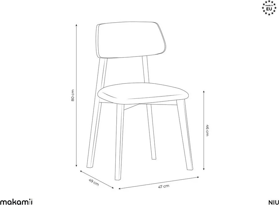 Син трапезен стол от масивна дървесина Niu – Makamii
