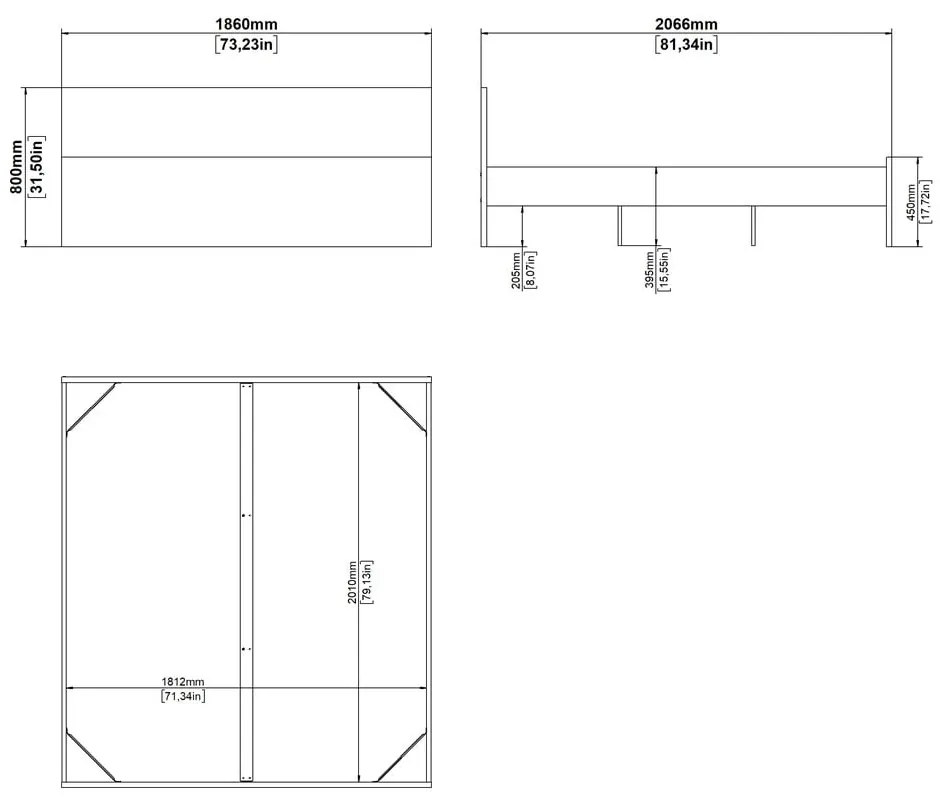 Двойно легло от дъбов декор без ламелно дъно в естествен цвят 180x200 cm Naia – Tvilum