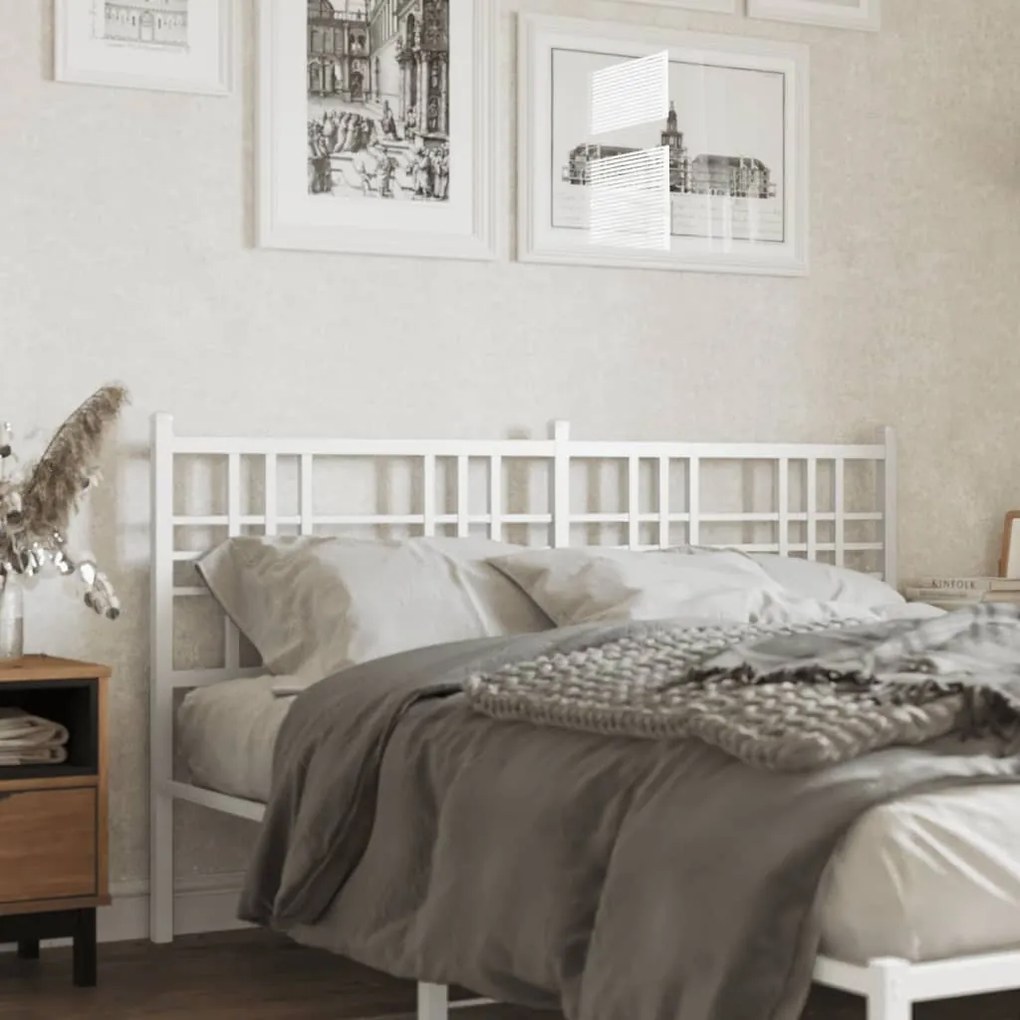 376408 vidaXL Метална резервна табла за легло, бяла, 160 см