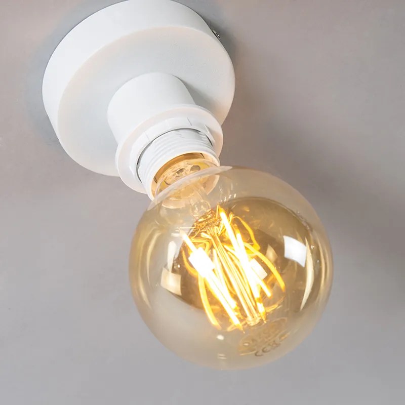 Модерна таванна лампа матово бяла с черен абажур 45 см - Combi