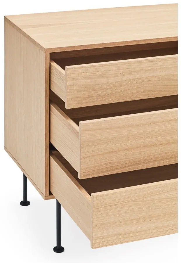 Антрацитно сив скрин с дъбов фурнир, ширина 180 см Yoko - Teulat