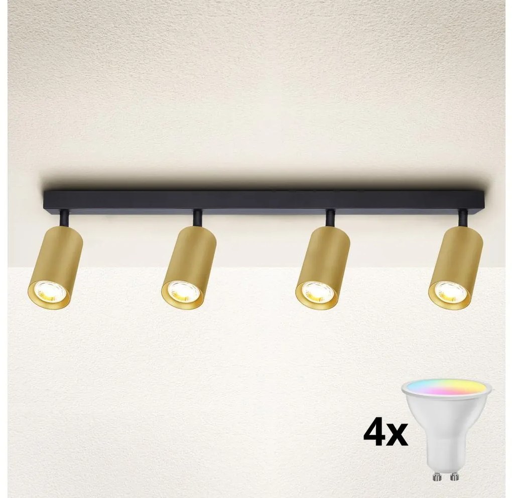 Brilagi - LED димируемо точково осветително тяло SELE GOLDEN 4xGU10/6,5W/230V черно/златно