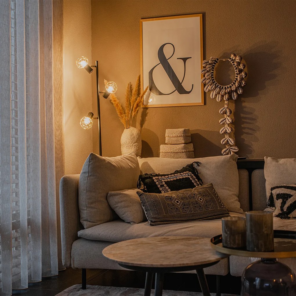 Интелигентна подова лампа черна регулируема с 3 Wi-Fi P45 - Mesh