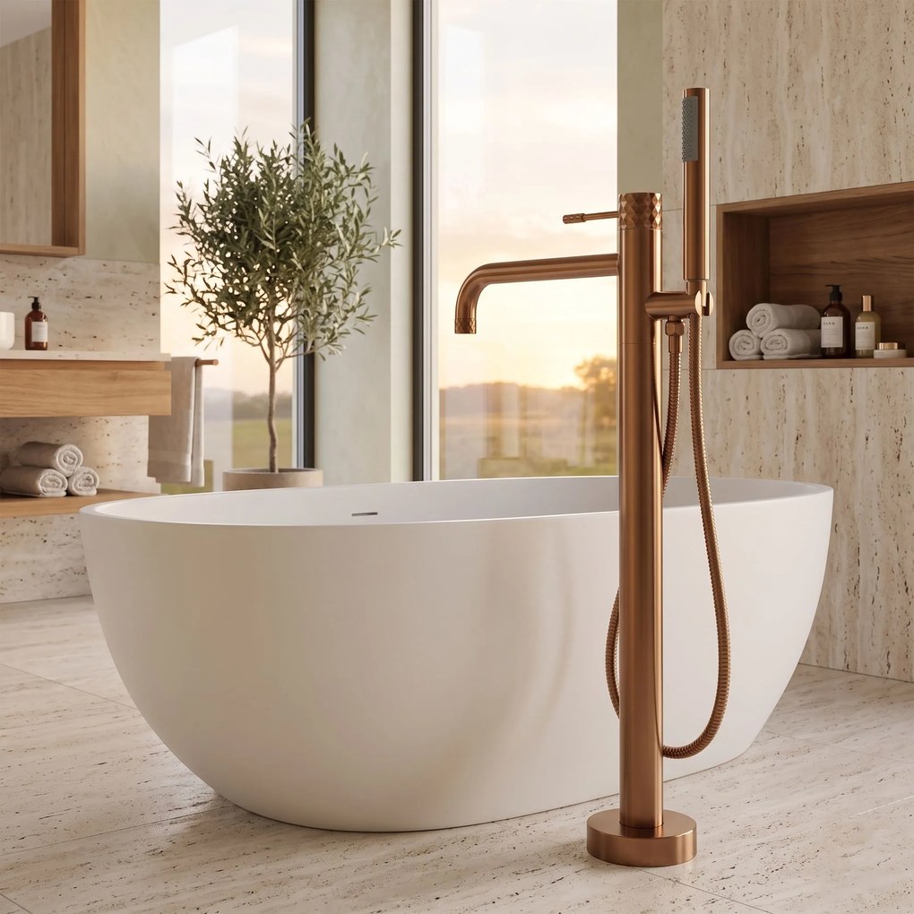 Cмесител-свободно стоящ Rea Lungo Diamond Brush Copper