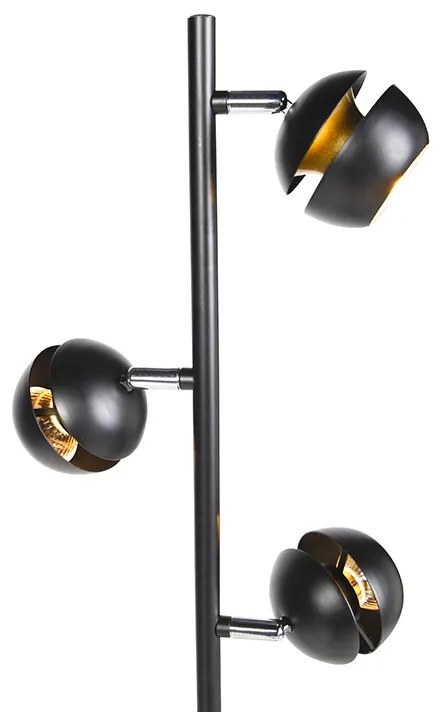 Модерна подова лампа 3-светлина черна със златен интериор - Buell Deluxe