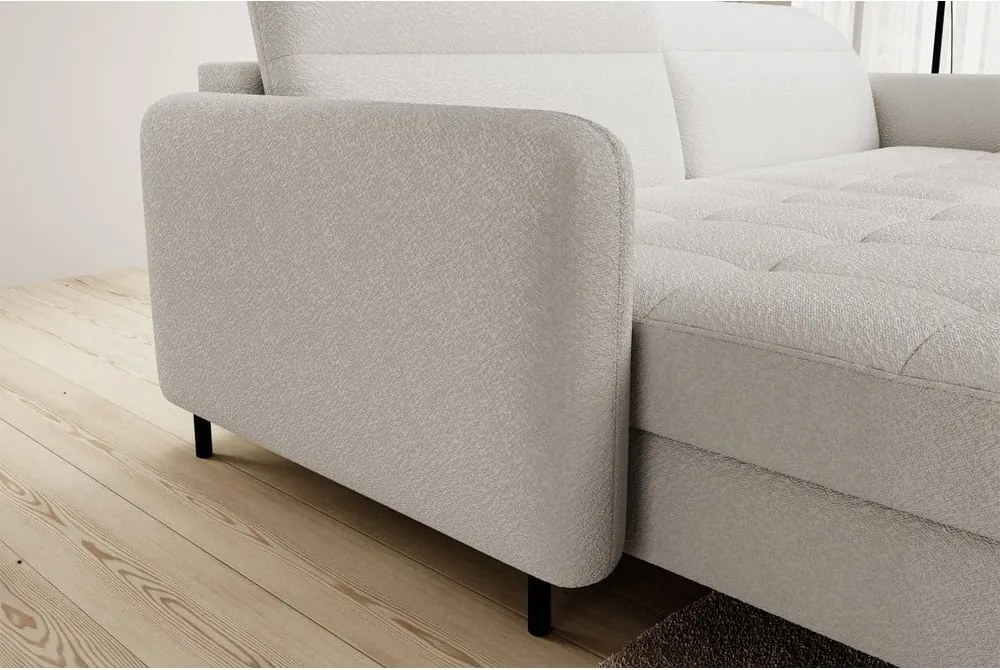 Кремав разтегателен ъглов диван с място за съхранение от букле (ляв ъгъл) Gomsi – ELTAP