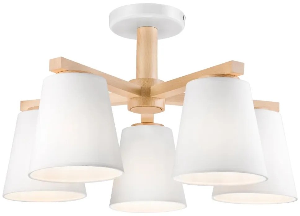 Плафон ELLIE 5xE27/60W/230V бял/бук, монтаж на таван