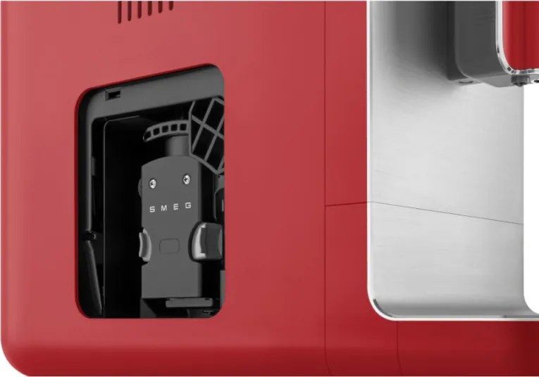 Еспресо машина SMEG Collezione BCC02RDMEU, 1350 W, 19 bar, 1.4 л, 8 функции, Вградена мелачка, Дюза за пара, Червен
