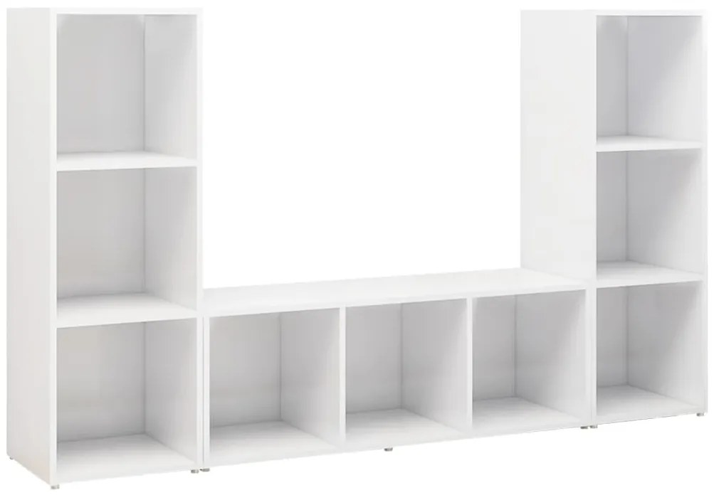 3079961 vidaXL ТВ шкафове, 3 бр, бели, 107x35x37 см, инженерно дърво