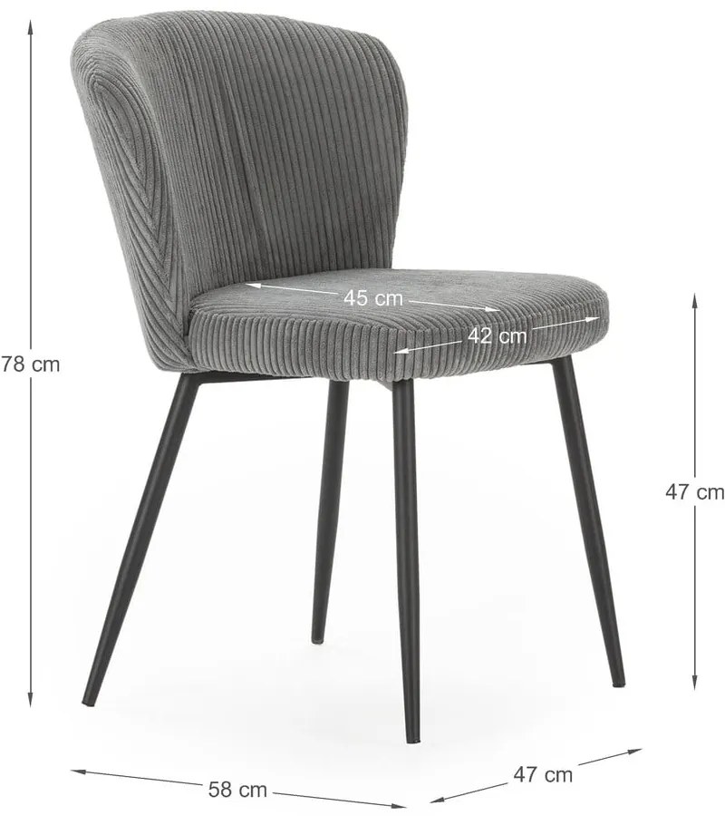 Сиви велурени трапезни столове в комплект 4 бр. Megan – Marckeric