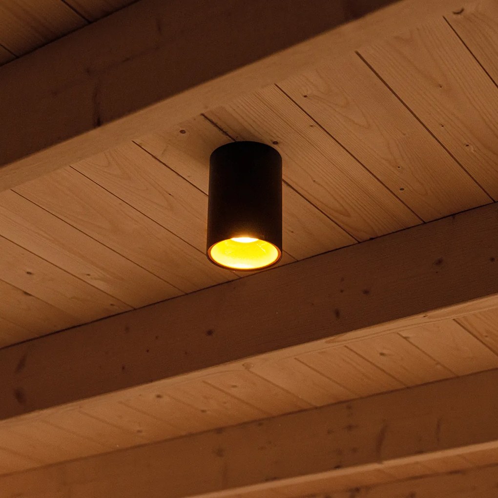 Комплект от 6 модерни прожектора черни със злато GU10 50mm - Deep