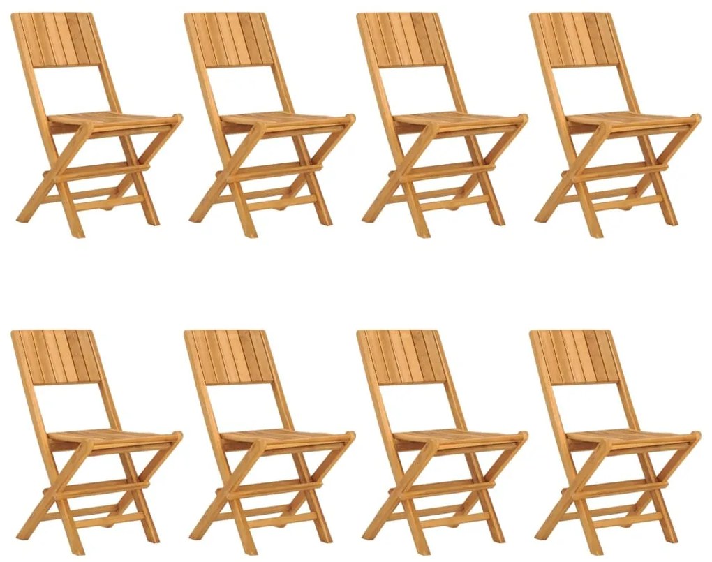 3155060 vidaXL Сгъваеми градински столове, 8 бр, 47x61x90 см, тик масив