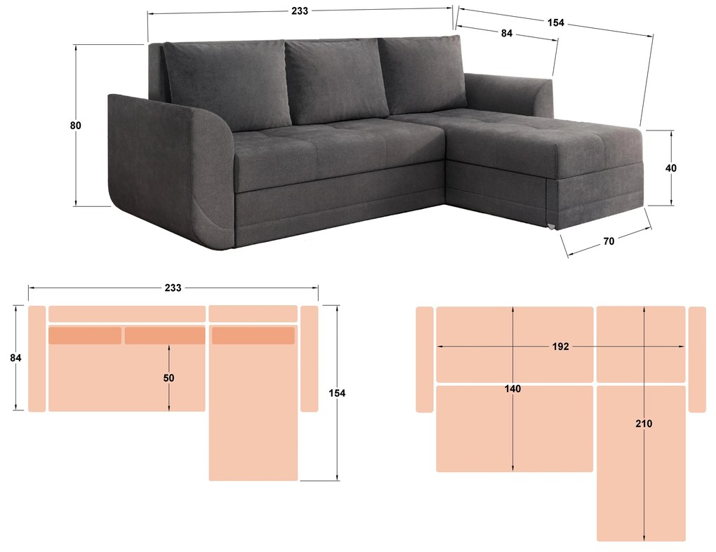 Разтегателен ъглов диван Модус