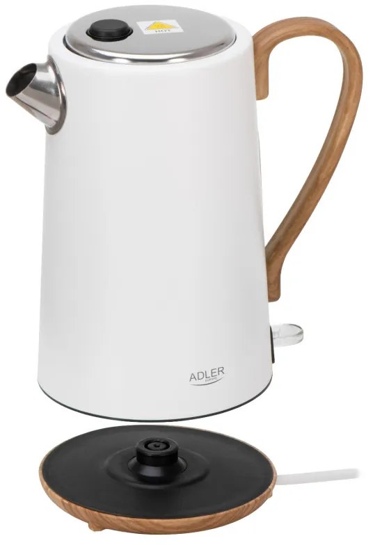 Електрическа кана Adler AD 1352, 2200W, 1.7 л, STRIX, Въртяща се основа, Автоматично изключване, Бял