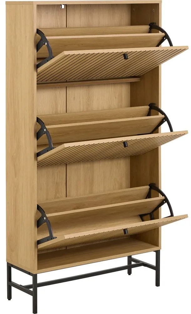 Накланяща се стойка за обувки от дъбов декор в естествен цвят 72x140x25 cm Albany – Actona