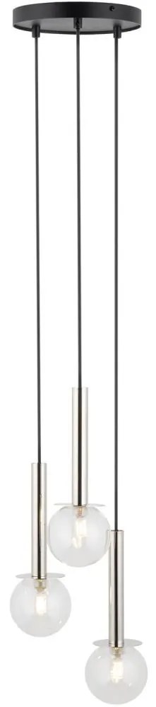 Пендел DAISY 3xG9/12W/230V Ø 27 см лъскав хром/черен/прозрачен