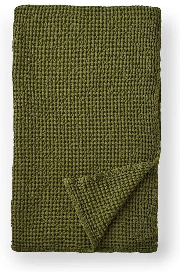 Зелено памучно одеяло 150x200 cm Jaipur Chunky Waffle – Pineapple Elephant