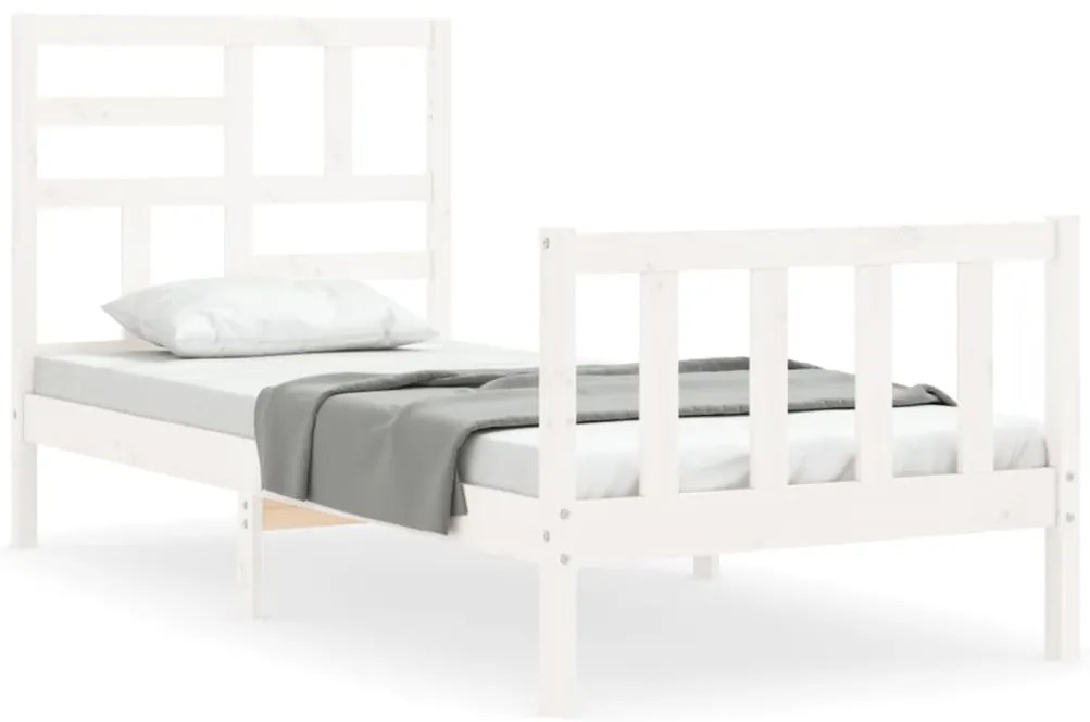 3193067 vidaXL Рамка за легло без матрак, бял, 100x200 см, бор масив